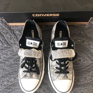 Converse Black/White Double Tongue Low Top Sneakers